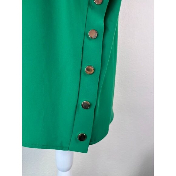 Amanda Uprichard women's‎ large kelly green Julep Melissa v-neck studded blouse - Picture 4 of 8